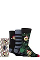 Mens 3 Pair SOCKSHOP Wildfeet Cotton Christmas Socks in Candy Cane Gift Box - Smiley Face Baubles