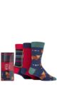 Mens 3 Pair SOCKSHOP Wild Feet Christmas Gift Boxed Socks - Highland Cow