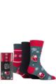 Mens 3 Pair SOCKSHOP Wild Feet Christmas Gift Boxed Socks - Santa