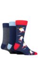 Mens 3 Pair SOCKSHOP Wildfeet Christmas Patterned Socks - Penguin Ice Skating