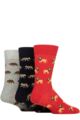 Mens 3 Pair Wildfeet Novelty Patterned Cotton Socks - Lion / Tiger / Bear