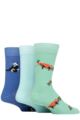 Mens 3 Pair Wildfeet Novelty Patterned Cotton Socks - Red Panda / Panda