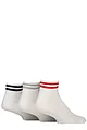 Mens 3 Pair SOCKSHOP Wildfeet Half Cushioned Sports Ankle Socks - White Red / Grey / Navy