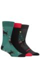Mens 3 Pair SOCKSHOP Wildfeet Cotton Christmas Gift Socks - Doberman