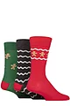 Mens 3 Pair SOCKSHOP Wildfeet Cotton Christmas Gift Socks - Gingerbread Man