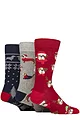 Mens 3 Pair SOCKSHOP Wildfeet Cotton Christmas Gift Socks - Festive Dogs