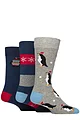 Mens 3 Pair SOCKSHOP Wildfeet Cotton Christmas Gift Socks - Festive Penguins