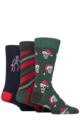 Mens 3 Pair SOCKSHOP Wildfeet Cotton Christmas Gift Socks - Festive Skeletons