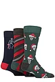 Mens 3 Pair SOCKSHOP Wildfeet Cotton Christmas Gift Socks - Festive Skeletons