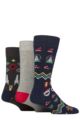 Mens 3 Pair SOCKSHOP Wildfeet Cotton Christmas Gift Socks - Christmas Icons