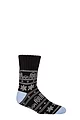 Mens 1 Pair SOCKSHOP Wildfeet Patterned Slipper Socks - Black White / Blue