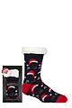 Mens 1 Pair SOCKSHOP Wildfeet Christmas Slipper Socks in Santa Patterned Gift Box - Christmas Hats