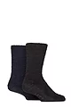 Mens 2 Pair SOCKSHOP Wildfeet Cosy Lounge Socks - Black / Navy