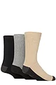 Mens 3 Pair SOCKSHOP Wildfeet Recycled Cotton Boot Socks - Jet Black / Charcoal / Beige