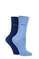 Women's 2 Pair Elle Plain Bamboo Fibre Socks - Indigo / Sky