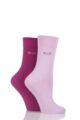 Ladies 2 Pair Elle Plain Bamboo Fibre Socks - Magenta / Pink
