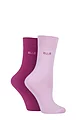 Women's 2 Pair Elle Plain Bamboo Fibre Socks - Magenta / Pink