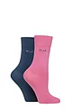 Women's 2 Pair Elle Plain Bamboo Fibre Socks - Seafarer