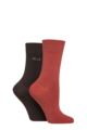 Women's 2 Pair Elle Plain Bamboo Fibre Socks - Wild Poppy