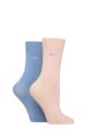 Women's 2 Pair Elle Plain Bamboo Fibre Socks - Parisian Rose