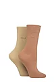 Women's 2 Pair Elle Plain Bamboo Fibre Socks - Classic Beige