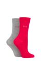 Ladies 2 Pair Elle Plain Bamboo Fibre Socks - Tropical Pink