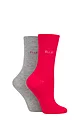 Women's 2 Pair Elle Plain Bamboo Fibre Socks - Tropical Pink
