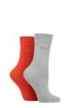 Ladies 2 Pair Elle Plain Bamboo Fibre Socks - Rust