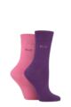 Ladies 2 Pair Elle Plain Bamboo Fibre Socks - Wild Rose