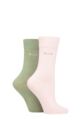 Ladies 2 Pair Elle Plain Bamboo Fibre Socks - Meadow