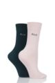 Ladies 2 Pair Elle Plain Bamboo Fibre Socks - Tweed