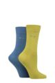 Ladies 2 Pair Elle Plain Bamboo Fibre Socks - Moonlight Blue