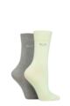 Ladies 2 Pair Elle Plain Bamboo Fibre Socks - Keylime Pie