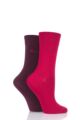 Ladies 2 Pair Elle Plain Bamboo Fibre Socks - Love Potion