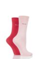 Ladies 2 Pair Elle Plain Bamboo Fibre Socks - Strawberry Sorbet