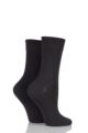 Ladies 2 Pair Elle Plain Bamboo Fibre Socks - Cocoa