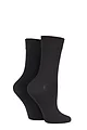 Women's 2 Pair Elle Plain Bamboo Fibre Socks - Cocoa