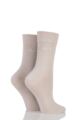 Ladies 2 Pair Elle Plain Bamboo Fibre Socks - Neutrals