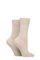 Ladies 2 Pair Elle Plain Bamboo Fibre Socks - Neutrals