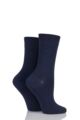 Ladies 2 Pair Elle Plain Bamboo Fibre Socks - Navy
