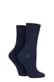 Women's 2 Pair Elle Plain Bamboo Fibre Socks - Navy
