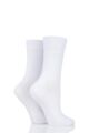 Ladies 2 Pair Elle Plain Bamboo Fibre Socks - White