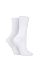 Women's 2 Pair Elle Plain Bamboo Fibre Socks - White