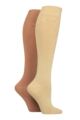 Women's 2 Pair Elle Plain Bamboo Knee Highs - Classic Beige