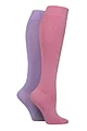 Women's 2 Pair Elle Plain Bamboo Knee Highs - Soft Pastel