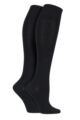 Women's 2 Pair Elle Plain Bamboo Knee Highs - Black