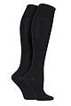 Women's 2 Pair Elle Plain Bamboo Knee Highs - Black