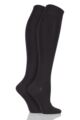 Ladies 2 Pair Elle Plain Bamboo Knee Highs - Cocoa