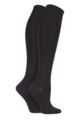 Women's 2 Pair Elle Plain Bamboo Knee Highs - Cocoa