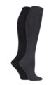 Women's 2 Pair Elle Plain Bamboo Knee Highs - Grey